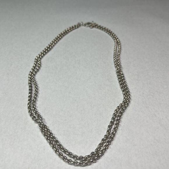 Vintage Designer Couture Signed RM Sterling Silver 925 Chain Necklace 2 Strands - Picture 7 of 9